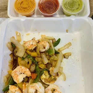 Shrimp fajitas $14.95, so flavorful.