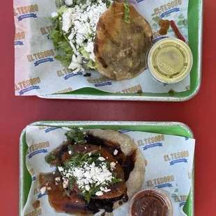 Top is the GORDITAS bottom is the JALAPENO RELLENO TACO.