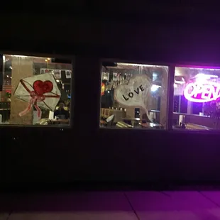 Night view of the outside of the building.
