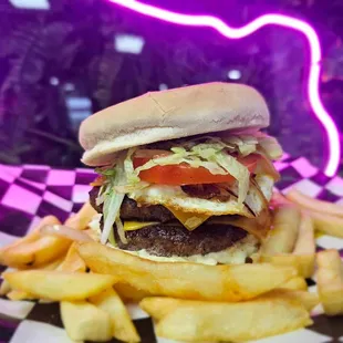 Double Cheeseburger with a Fried Egg