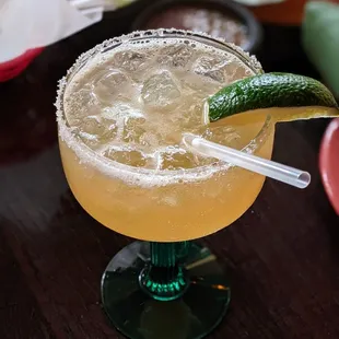 Too shelf margarita with añejo tequila