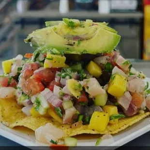 Tostada ceviche fish and mango !!!