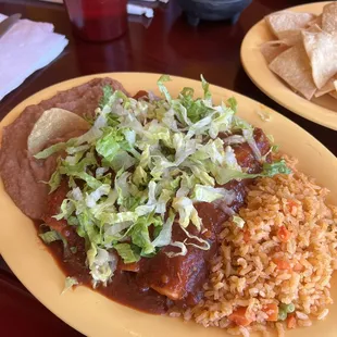 Chicken Enchiladas with red sauce