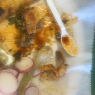 Shrimp tail taco Wtf then they did nothing about it I hate places like this!