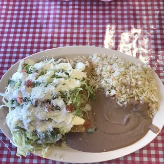 Flautas with Rice, Beans & Salads