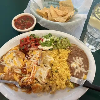 1 Chicken Tamal, 1 Chile Relleno, and 1 Beef Enchilada Combo