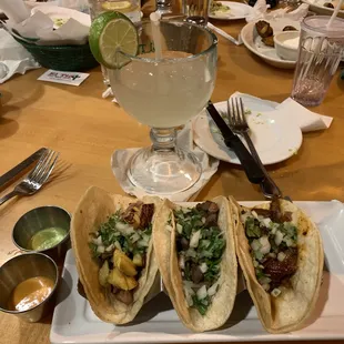 Patron margarita and street tacos