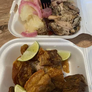 Chicharrón, yuca con pernil. Perfectly seasoned!