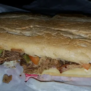 Sloppy, but good Cuban.  Lettuce &amp; tomato added by default.  tsk tsk