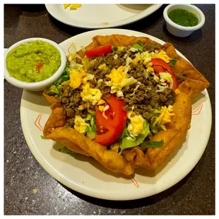 The BEST Taco Salad  in Toledo. Try all the salsas each one fresh and delicious. Get the Guacamole instead of the sour cream