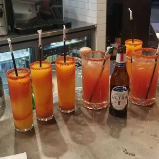 Mangoritas and Micheledas made with whichever beer you want.