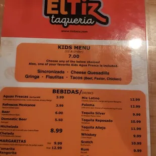 the menu