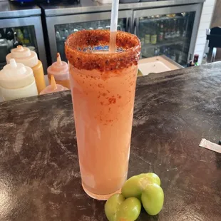Guava Margarita with Chaney and Tajin rim