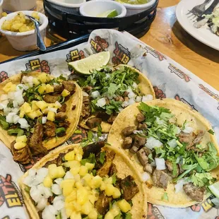Tacos al pastor &amp; asada tacos.
