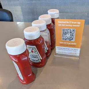 Ketchup next to their QR code