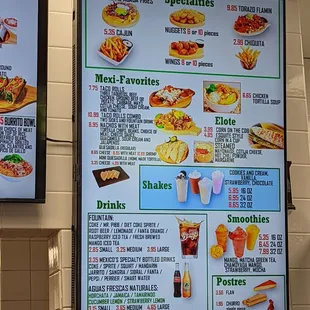 a menu for a mexican restaurant