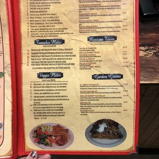 a menu for a mexican restaurant