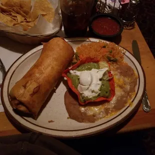 Chimichanga, dinner plate