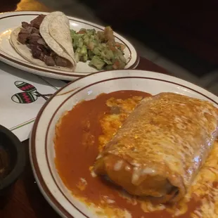Huge burrito and a side of taco LOL