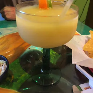 They have the best margaritas. Have a citrus orangy flavor