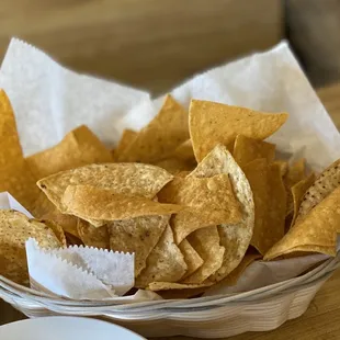 a basket of tortilla chips