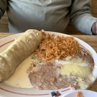 Chimichanga, beans &amp; rice