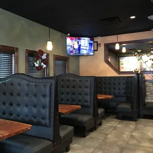 tables and booths in a restaurant
