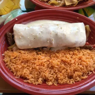 My DELICIOUS steak fajita burrito!!