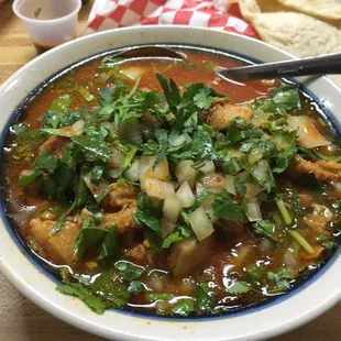 Bought menudo here with fresh home made tortillas