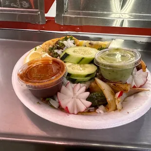a plate of mexican food