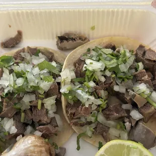 Beef tongue taco that definitely not like the original spot. Taste old and not fresh!!