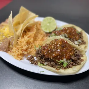 Asada Tacos Combo Plate