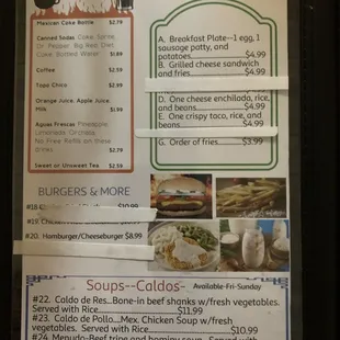 a menu for a restaurant