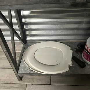 Toilet seat on the bathroom table