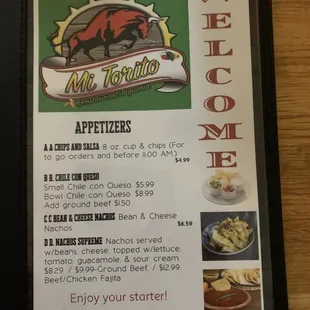 a menu for a mexican restaurant