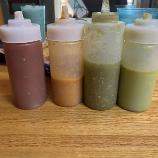 Salsa, pick your poison, the green ones are spicier.