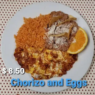 $ 8 50 chorizo and eggs