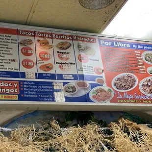 the menu of a mexican restaurant