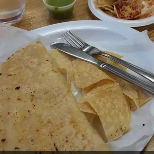 a plate of tortillas and a glass of water