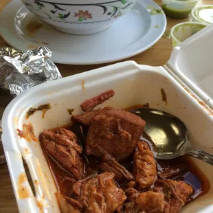 Birria in front, consome from barbacoa (that we already ate) in back.  Yum