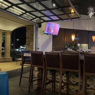 New bar area with garage door