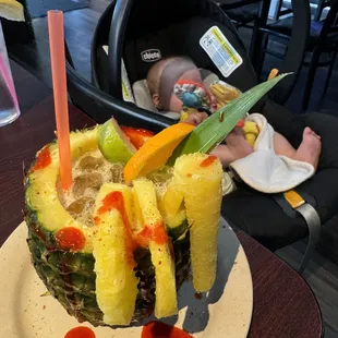 Pineapple margarita, not sure what the red stuff was, but A+ presentation