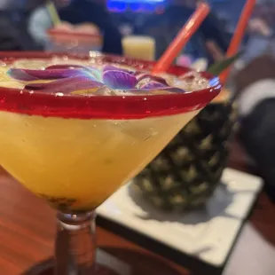 Passion fruit margarita and pineapple