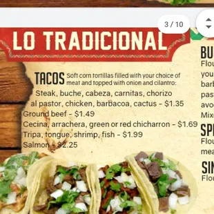 a menu for a mexican restaurant