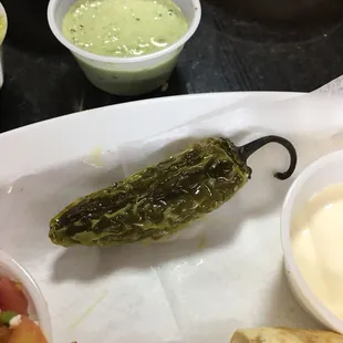 A fried chili pepper, not too hot..