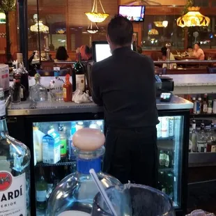 Ok my camera wasn&apos;t working so you get the attractive other end of this bartender. You&apos;ll have to visit to see his cute face.  :)