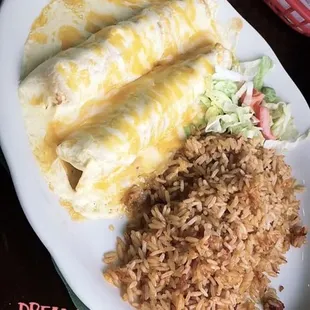 Chicken Enchildas and Mexican Rice