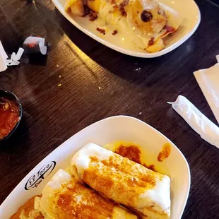 Chimichangas and The Boss burrito. Delish!! And HUGE.