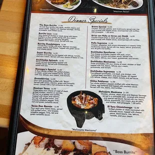a menu for a mexican restaurant