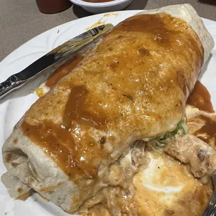 Grande California with shrimp. Unfortunately, Missing rice &amp; beans